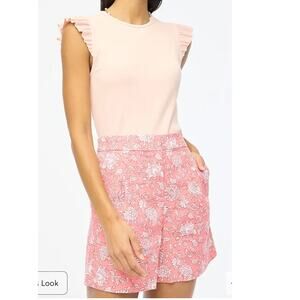 J CREW Floral Linen Blend High Rise 5" Shorts Rose Pink Feminine Preppy Sz 14